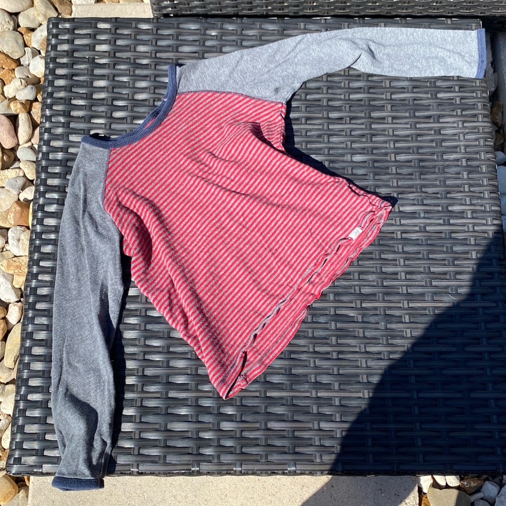 Burt's Bees Red & Gray Long Sleeve Raglan Tee